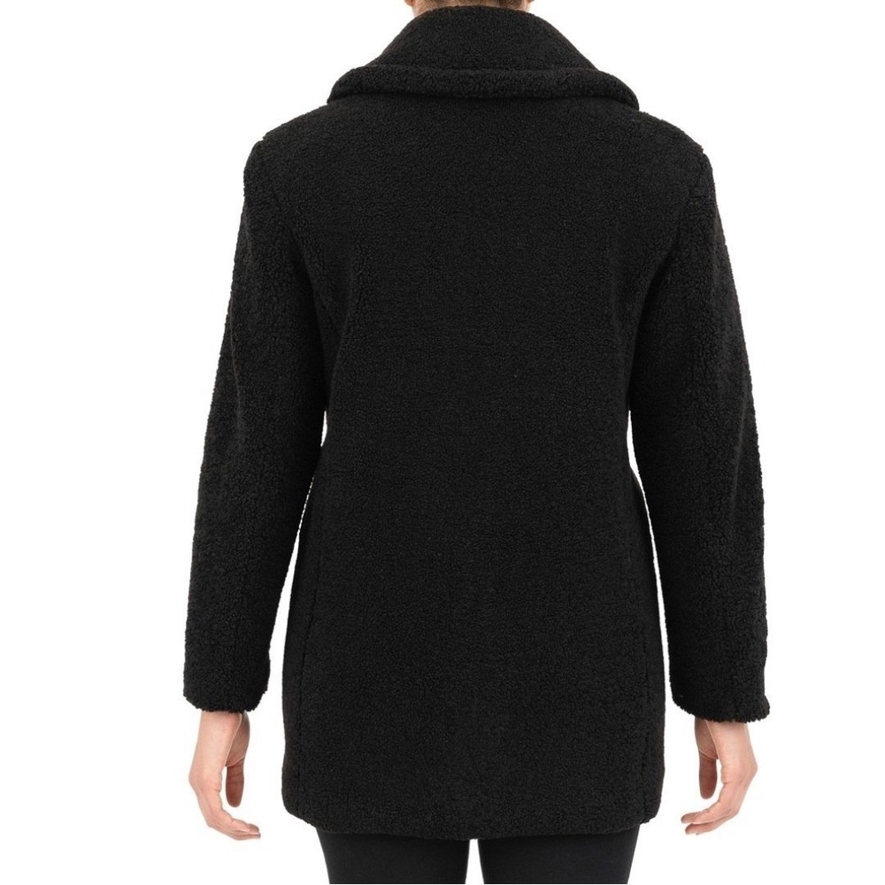 Kensie Womens Black‎ Faux Fur Teddy Coat Double Breasted Pockets Warm Winter NEW - Picture 16 of 16